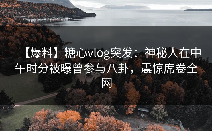 【爆料】糖心vlog突发：神秘人在中午时分被曝曾参与八卦，震惊席卷全网