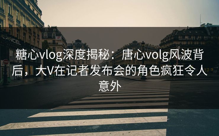 糖心vlog深度揭秘：唐心volg风波背后，大V在记者发布会的角色疯狂令人意外
