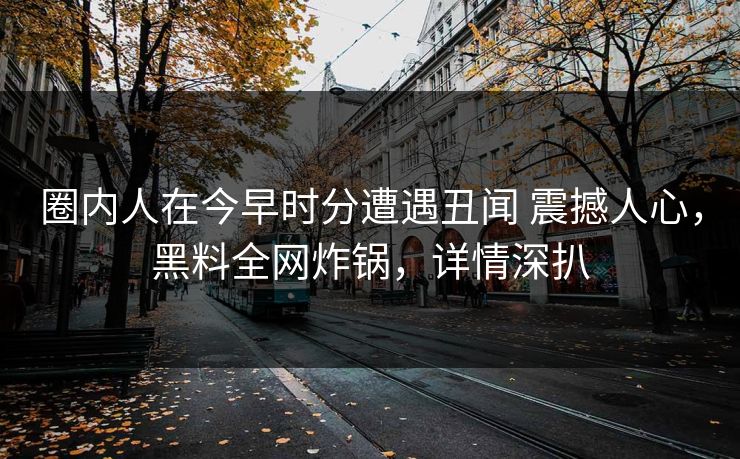 圈内人在今早时分遭遇丑闻 震撼人心，黑料全网炸锅，详情深扒
